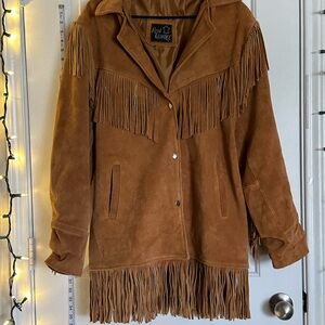 Hand Made 3xl Real Leather Tan Fringe Jacket
